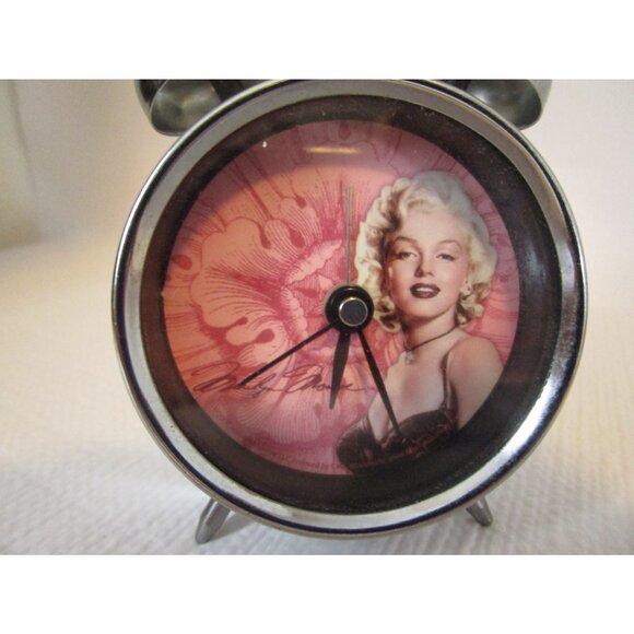 Marilyn Monroe Retro Style Metal Footed Double Bell 2.75" Small Alarm Clock 2007 - Picture 3 of 4